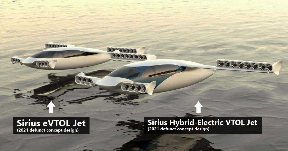Sirius Aviation AG Sirius Hybrid-Electric VTOL Jet passenger concept design from 2021 and now is defunct Sirius Aviation AG Sirius Hybrid-Electric VTOL Jet passenger concept design from 2021 and now is defunct